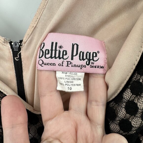 BETTIE PAGE queen of pinups dress fit flare vintage inspired lace black 10 - Picture 7 of 7